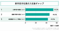 新卒若手社員「入社後ギャップ」ランキング、最もショックを受けたのは？