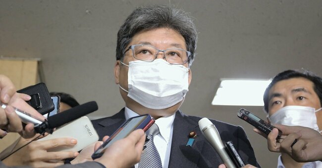 写真：「統一教会問題」を巡って取材に応じる自民党の萩生田光一政調会長