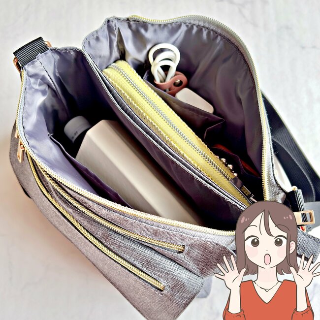 もうポーチいらないかも…！しまむらの「ポケットいっぱいバッグ」収納力が異次元すぎる！お財布がわりにも使えて便利！