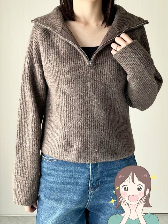 マフラーなしでも暖かい！GUの“ゆったりニット”体型カバーできるのに着回し力も高いんです！「2枚購入した」「色味がとても可愛い」