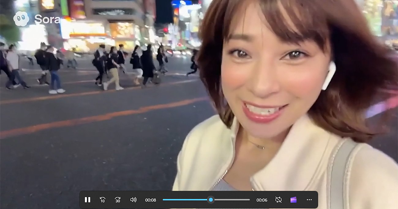 Sora2で生成した動画。プロンプトは日本語でたった3行(以下、画像・動画はすべて筆者がキャプチャまたは生成したもの)