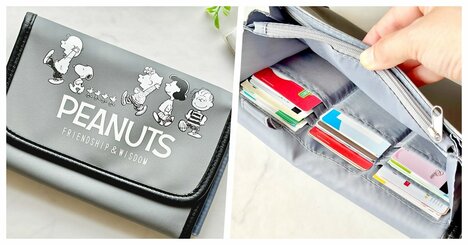 【しまむら】カードや診察券が45枚入った！1089円の「スヌーピーの収納ポーチ」ポケットたくさんで天才すぎる！《購入レビュー》