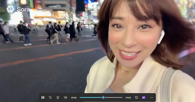 Sora2で生成した動画。プロンプトは日本語でたった3行（以下、画像・動画はすべて筆者がキャプチャまたは生成したもの）
