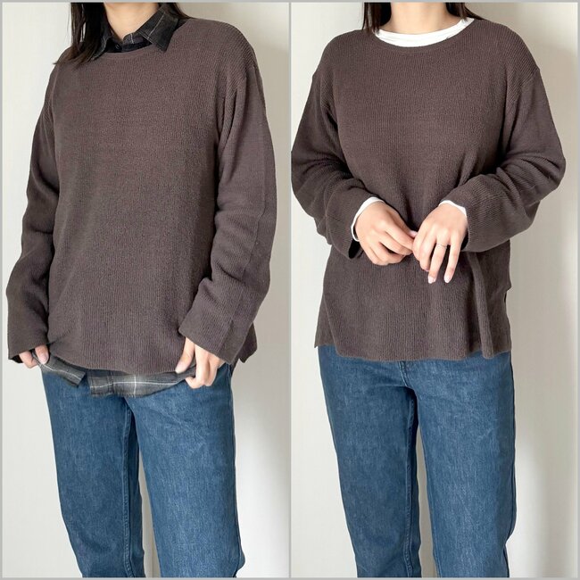 「色違いで3つ購入」グローバルワークの“1995円トップス”ゆるっとシルエットで体型カバー効果ばつぐん！「スッキリ見えます」「これからの季節にちょうど良さそう」