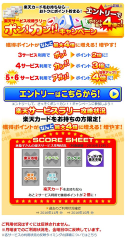 「ポン!カン!!キャンペーン」のエントリー画面