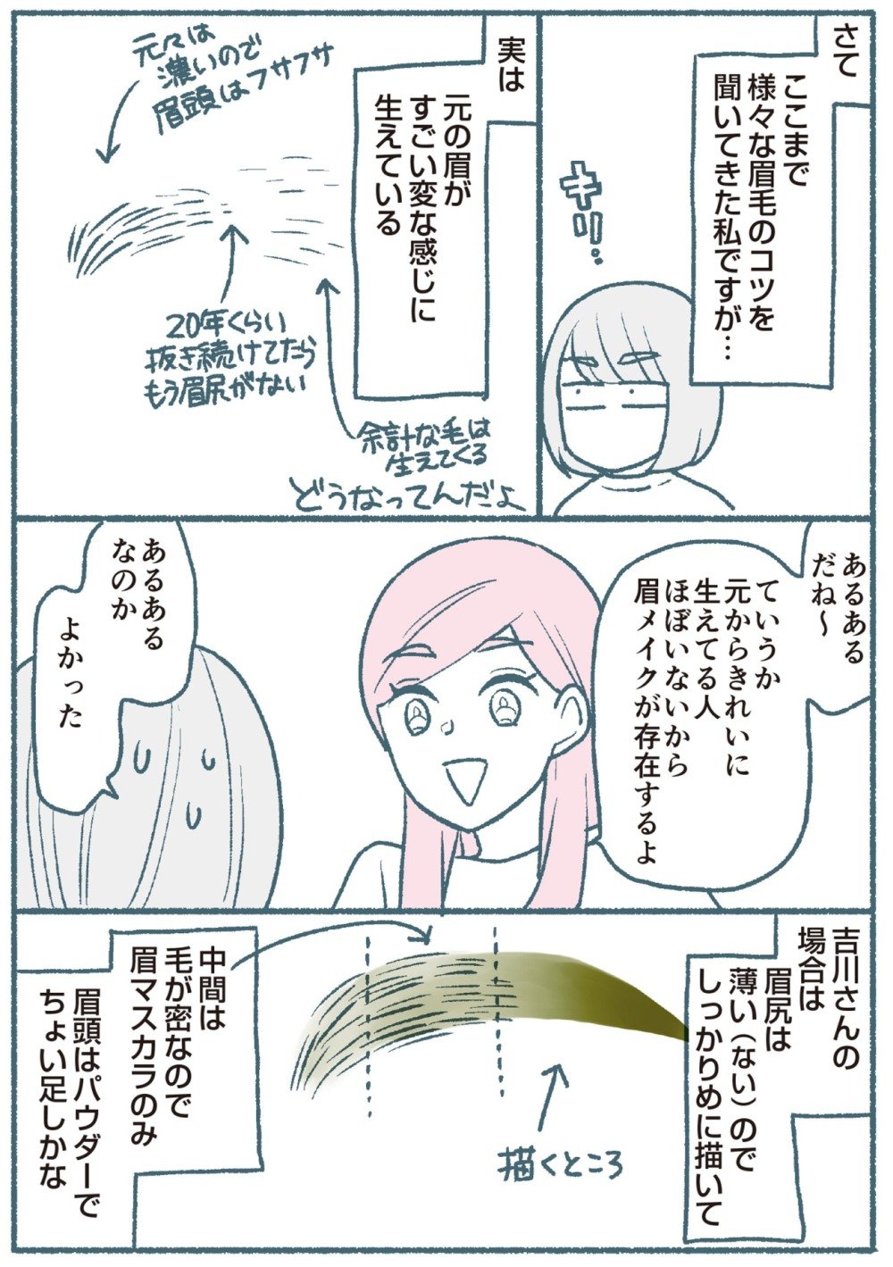 眉毛が濃い場合の描き方、どうすれば?