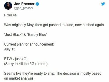 グーグルPixel 4a、発表は7月13日に延びたのか!?