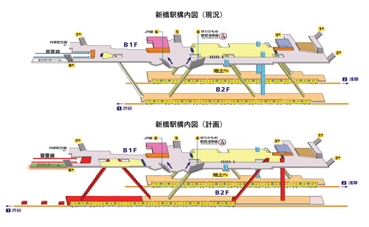 東京地下鉄改良建設部設計課「推奨土木遺産である銀座線新橋駅の改良計画」『土木学会第70回年次学術講演会』より抜粋