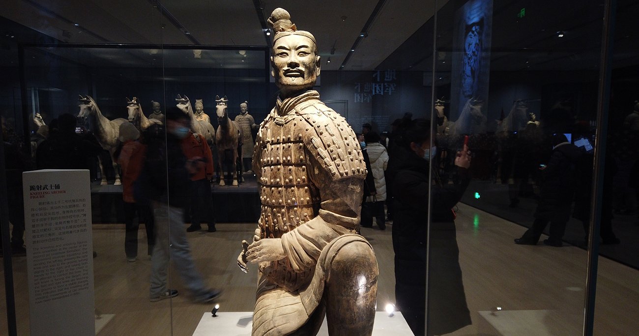 博物館に展示された兵馬俑