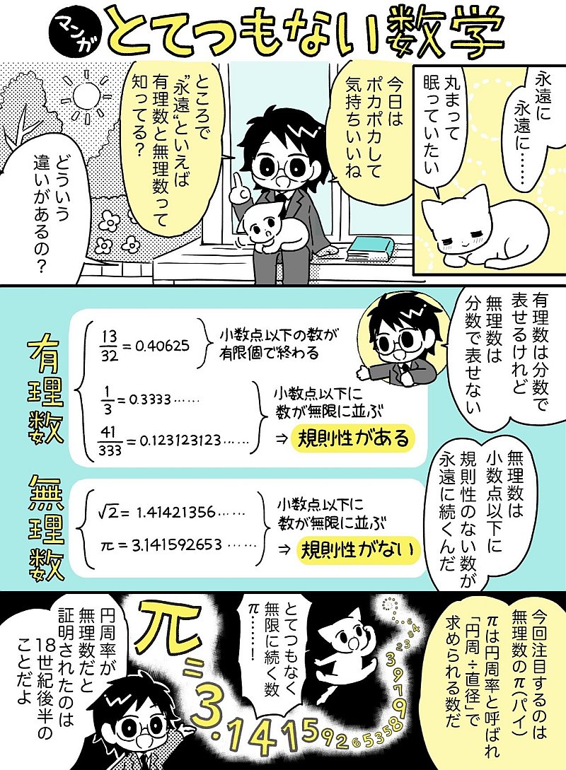 【マンガでわかる】永遠に続く「円周率」は、Googleによって、小数点以下31兆4000億桁まで計算されている