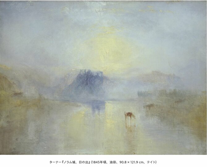 ターナー『ノラム城、日の出』（1845年頃、油彩、90.8 × 121.9 cm、テイト）