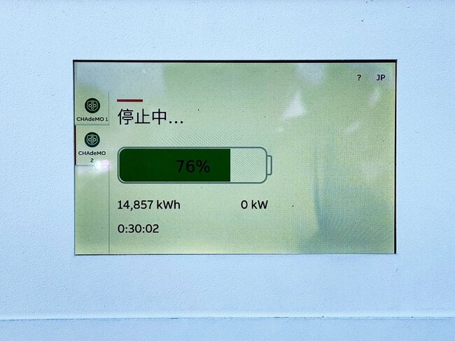 30分で76％まで充電された