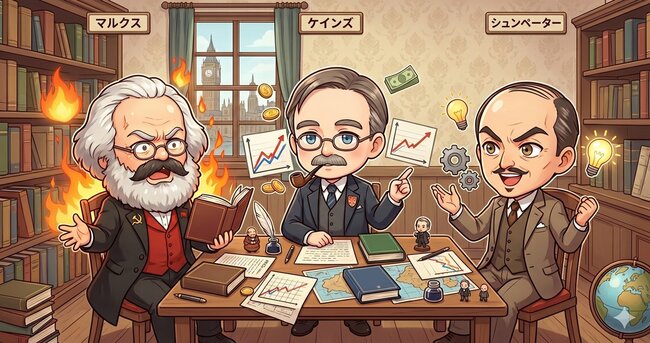 3大経済学者のイメージイラスト