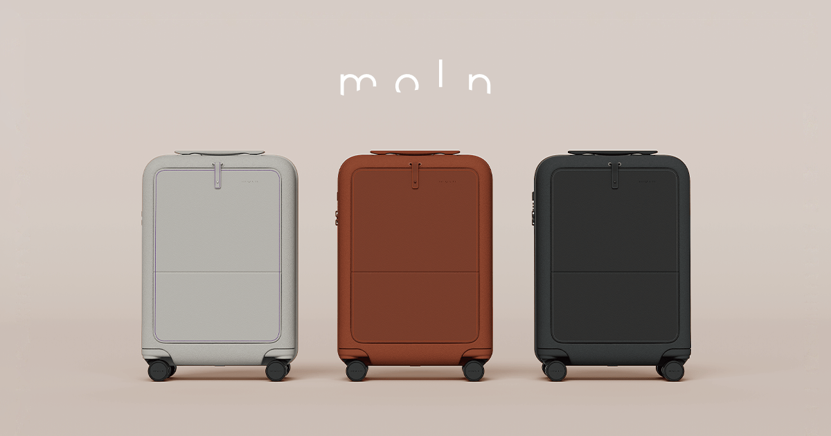 molnのスーツケース（左より）ストーン、テラコッタ、チャコール