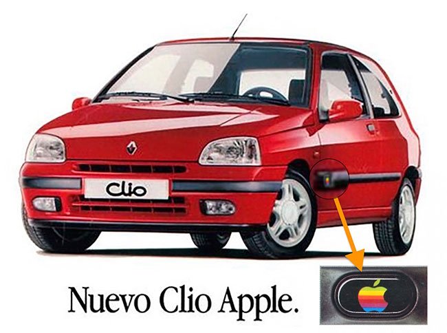 1996年にフランスのルノーが発売したClio Appleは、量産車として初めて正式にアップルのロゴマークが付いた製品だった。Photo: Renault, Kazutoshi Otani