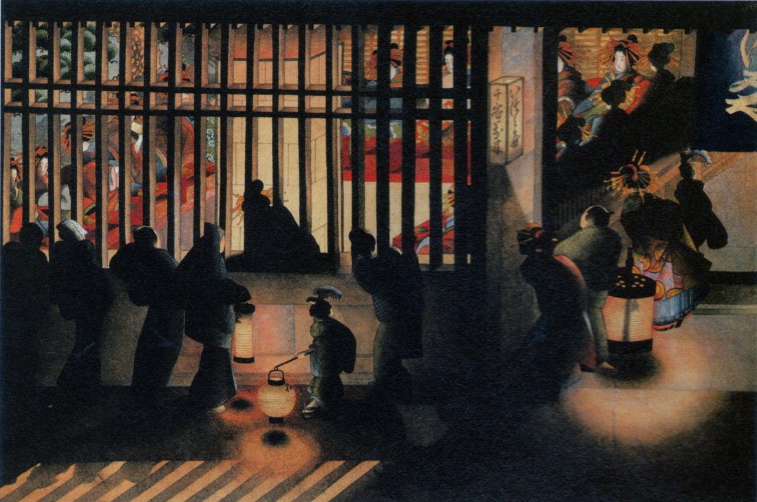 葛飾応為『吉原格子先図』