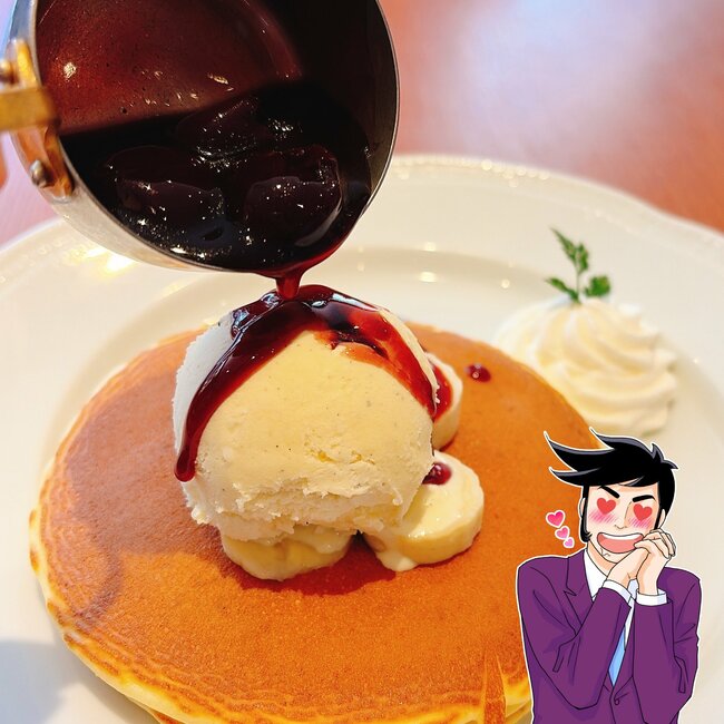 「期待の2倍以上美味しかった」「また食べたい」ロイヤルホストの“てんこ盛りパンケーキ”チェリーがごろごろで、どこを食べても美味しい！「アイスにクリームものっかってて満足度高い」
