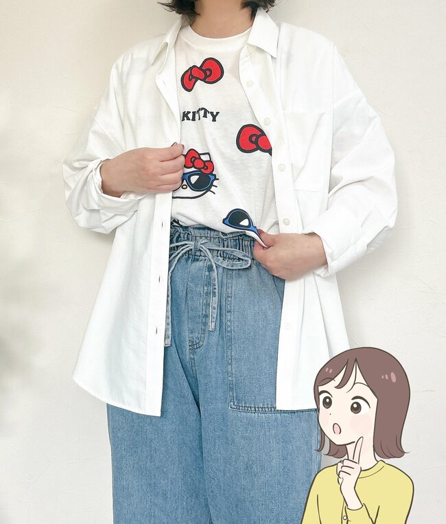 こんなキティちゃん、見たことない…！しまむら×サンリオの「古着っぽトップス」1枚着るだけで大人かわいいんです！