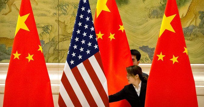 中国と米国の国旗