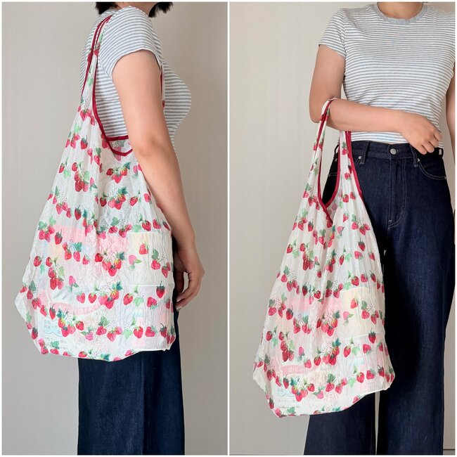 可愛すぎて即買いした！アフタヌーンティーの「畳まなくていいエコバッグ」苺みたいなフォルムがたまらない！《購入レビュー》