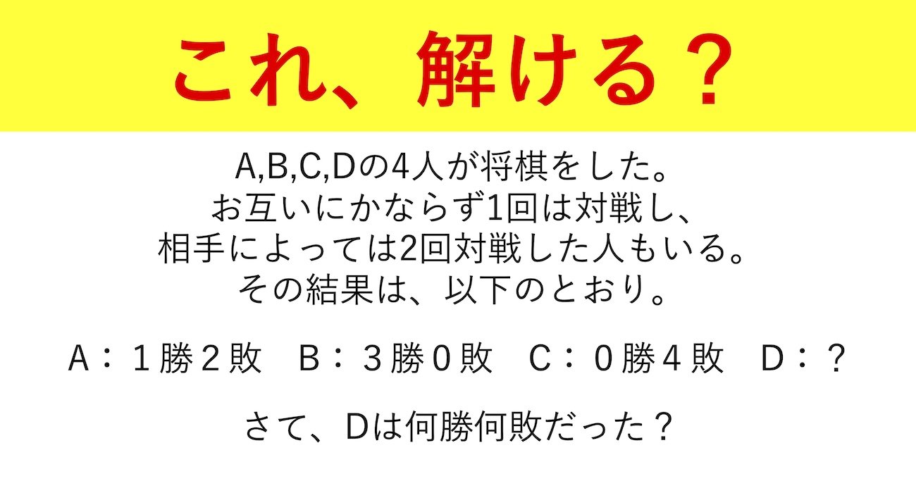 「頭の悪い人」には解けないと話題の思考トレーニング『将棋の勝敗』とは？