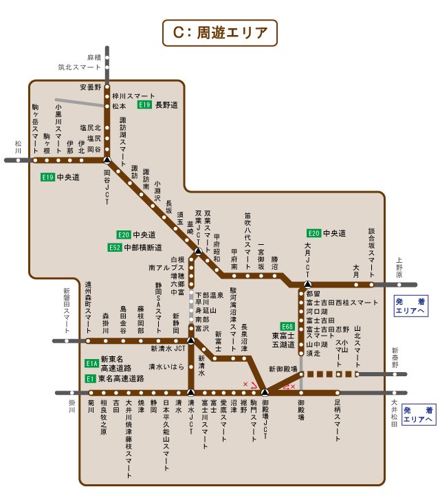 「首都圏エリアからご出発(<発着付き>首都圏⇒南信州周遊プラン3日間)」の周遊エリアは静岡県東部、山梨県、長野県南部の広い範囲。宿泊する都市をうまく選べばローコストでのドライブ旅行が満喫できる