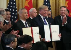 米中の貿易合意から1年、目標到達ほど遠く