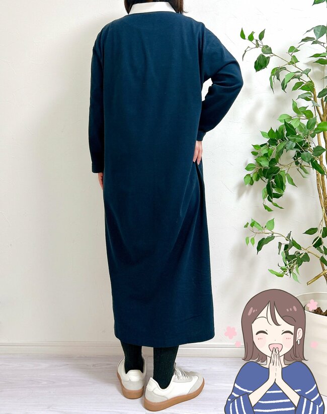 すぽんと着るだけで体型カバー！無印良品の“楽ちんワンピース”春までたっぷり着回せる！「体のラインを拾わない」「襟のワンポイントが可愛い」