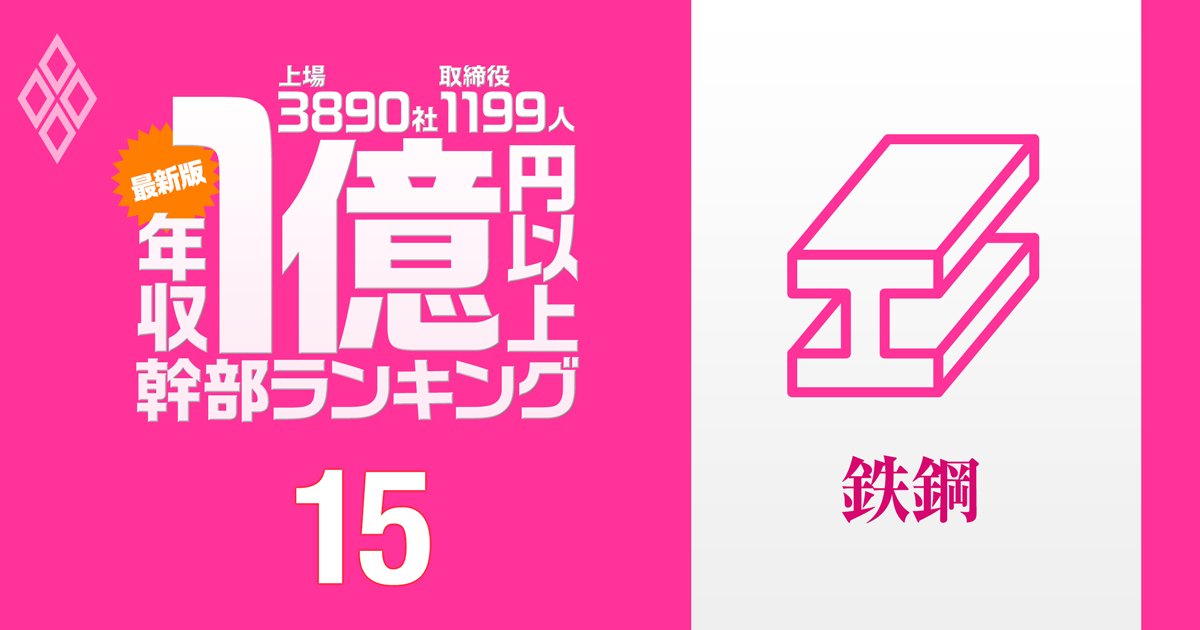「最新版」1億円以上稼ぐ取締役1199人の実名! 上場3890社「年収1億円以上幹部」ランキング#15