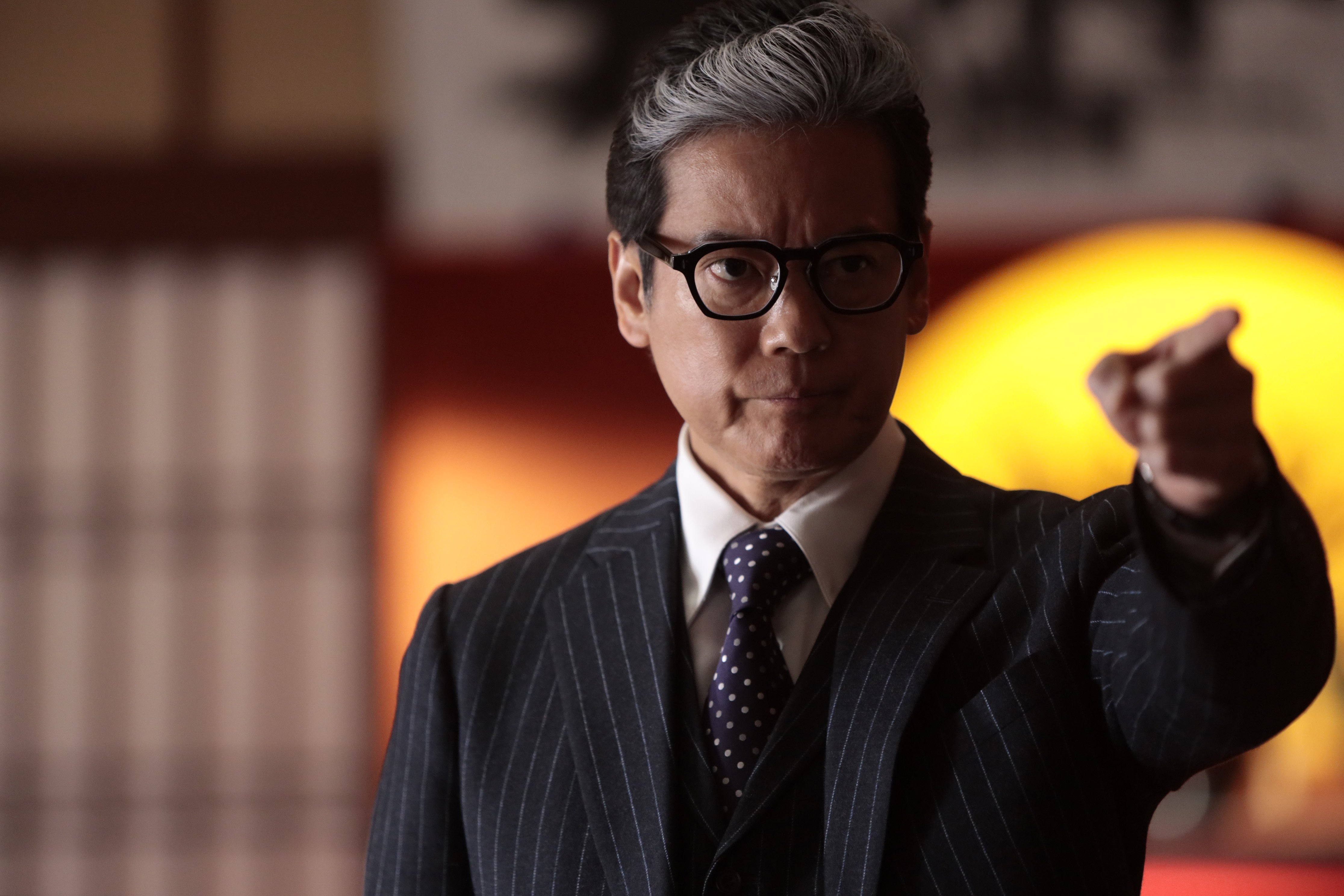 ドラマ『プライベートバンカー』より唐沢寿明さん演じる主人公・庵野甲一 提供=テレビ朝日