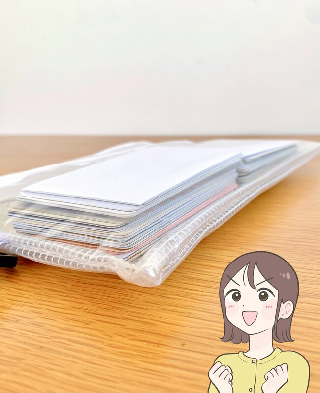 おくすり手帳やカード60枚がすっぽり…！ダイソーの“ぺたんこポーチ”処方薬や病院書類を入れるのにもピッタリ！《購入レビュー》