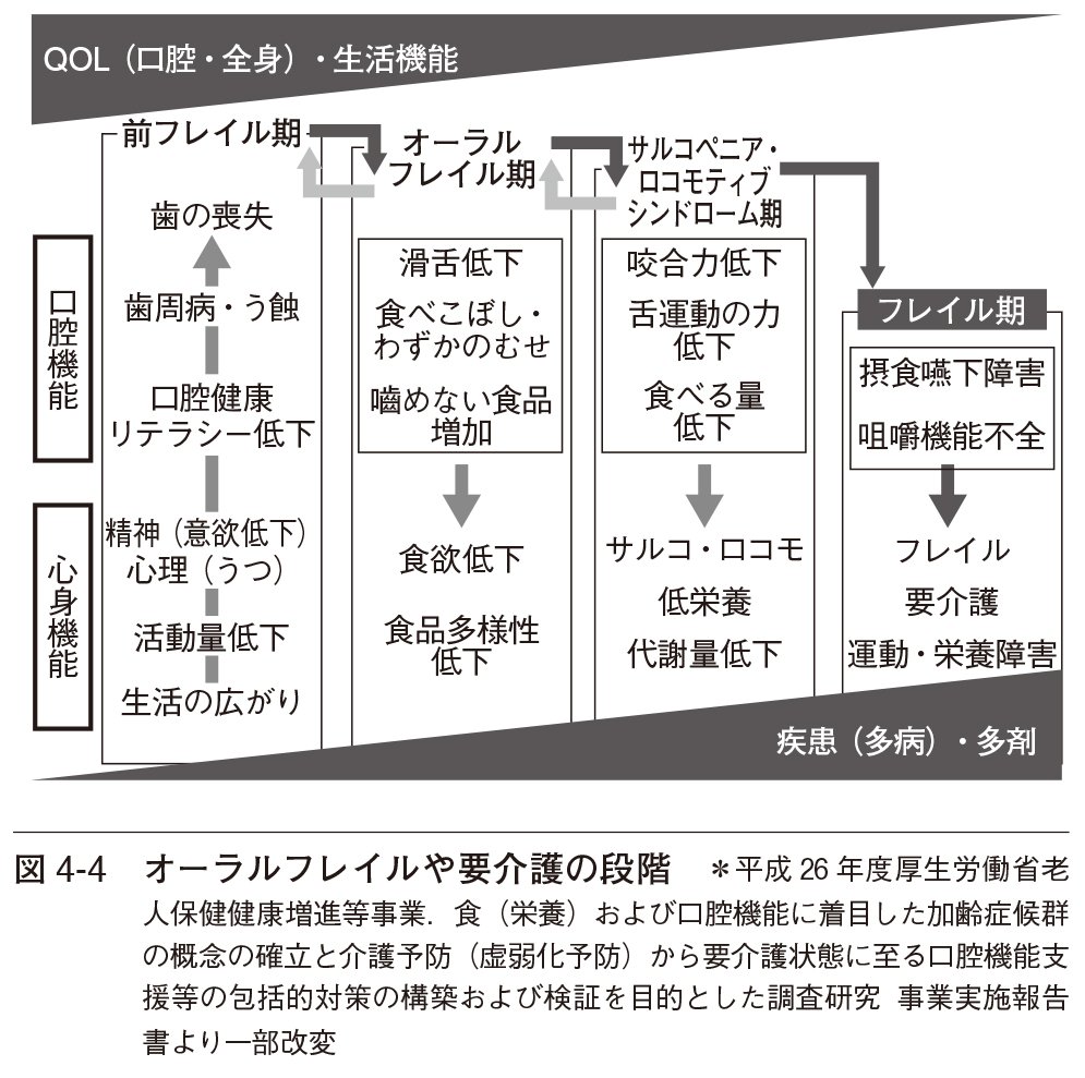 図4-4:オーラルフレイルや要介護の段階