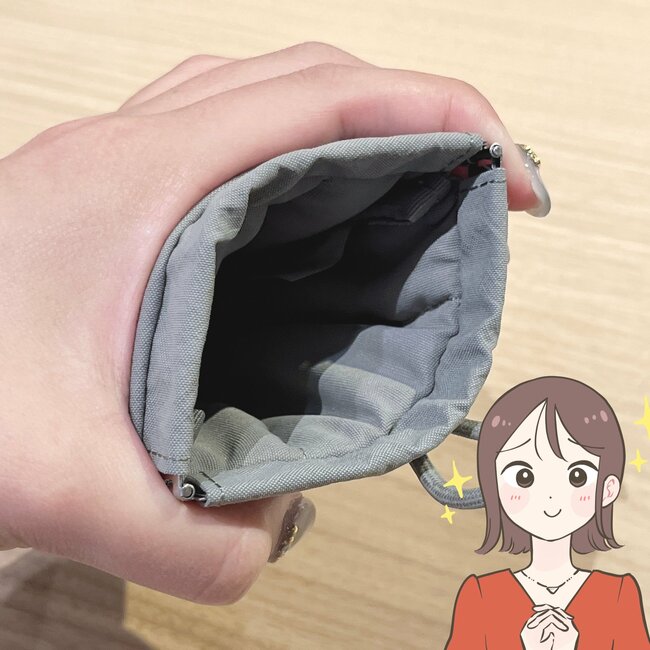 ミニ財布はこれでいいじゃん…！セリアで見つけた「迷子にならないポーチ」透け感がかわいいし、ガバッと開いて使いやすい！