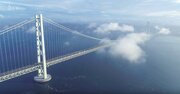 ドローンで見る日本の絶景、青々とした海にそびえたつ明石海峡大橋