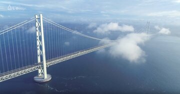 ドローンで見る日本の絶景、青々とした海にそびえたつ明石海峡大橋