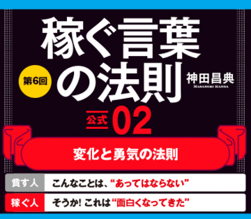 【公式02】変化と勇気の法則【貧す人】→こんなことは、“あってはならない”【稼ぐ人】→そうか！これは“面白くなってきた”
