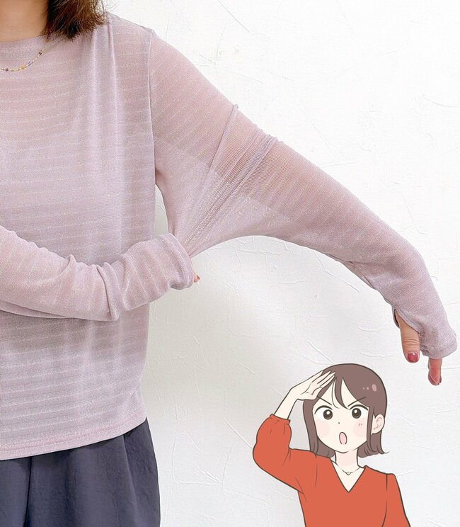 【ワークマン】すぽんと着るだけでカワイイ！980円の「ひんやりトップス」手の甲までUVカットできるし、とろけるような着心地で楽ちん！《購入レビュー》