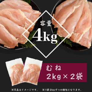 「新富町」の「宮崎県産若鶏むね肉 4kg」