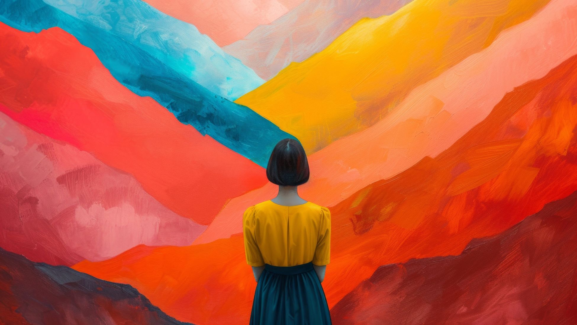 女性を背後から描いたイラスト