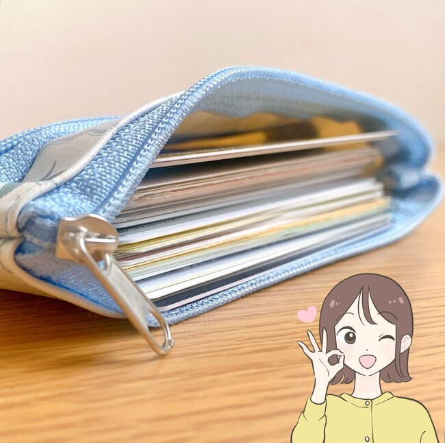 カードや診察券が50枚も入った…!セリアで見つけた「ミニ財布になるポーチ」小銭の量がひと目でわかって便利!《購入レビュー》