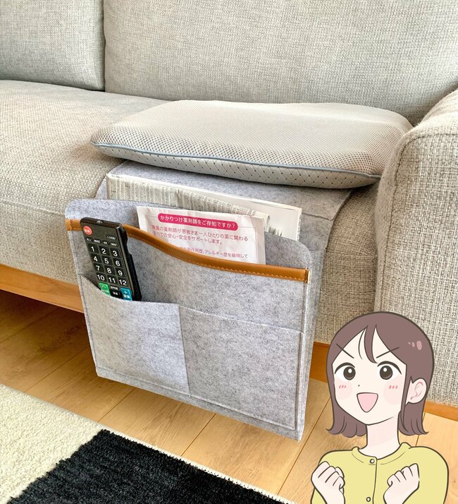 処方薬や郵便封筒がスッキリ…!ダイソーの“ソファに足せるポケット”年金や健康診断のお知らせをポイポイしまえるの!《購入レビュー》