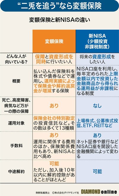 図表：変額保険と新NISAの違い