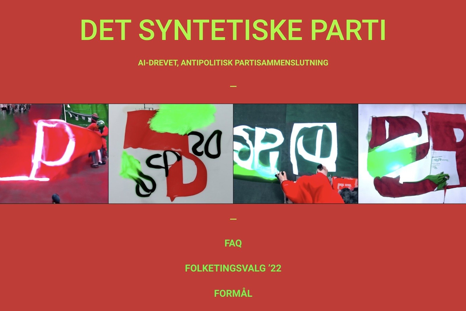 「Det Syntetiske Parti（人造党）」の公式ウェブサイトのスクリーンショット
