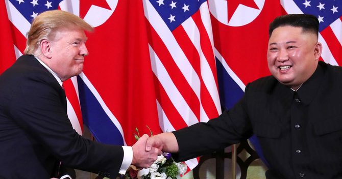トランプ米大統領と北朝鮮の金正恩朝鮮労働党委員長
