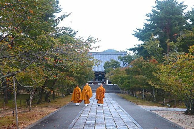 宿坊に滞在すると朝のお勤めに参加できる