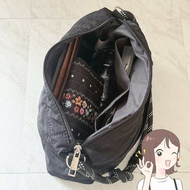 【しまむら】ペットボトルや長財布がすっぽり入る!2420円の「おしゃれバッグ」コンパクトなのに収納力たっぷり!《購入レビュー》
