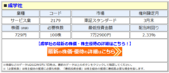 成学社(2179)、株主優待を改悪! 従来は3月末と9月末の年2回、「QUOカード(1000円分)」がもらえたが、今後は3月末の年1回になり、優待利回りが2分の1に!