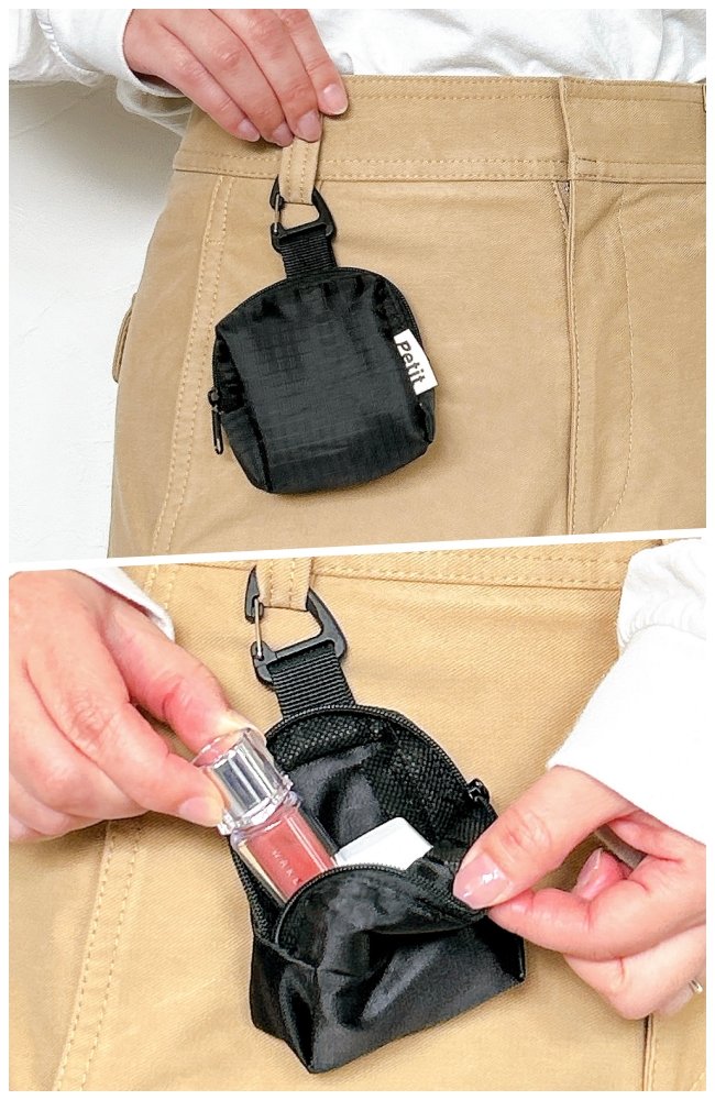 ミニ財布にちょうどいい…！セリアの「ミニチュアみたいなポーチ」ガバッと開いて取り出し楽ちんです！