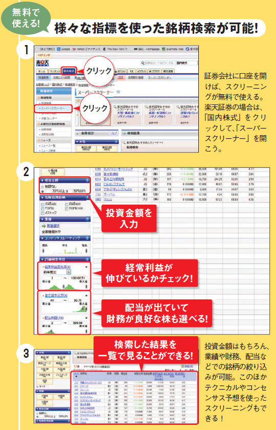 少額で買える業績好調株をスクリーニングで見つけよう！