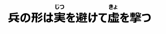 「兵の形は実を避けて虚を撃つ
」（出所：「孫子の兵法」虚実編より作成）
